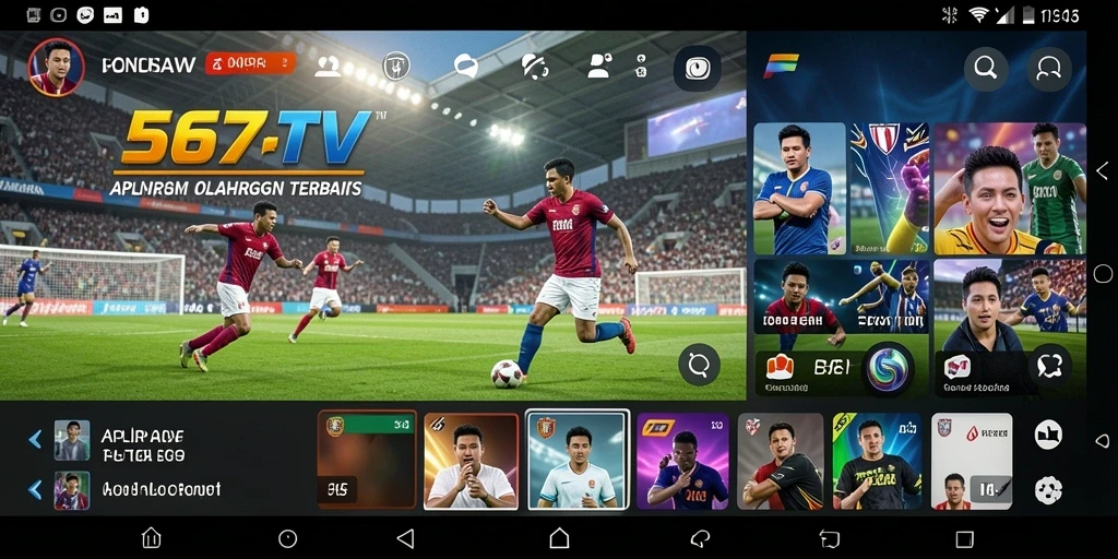 Screenshot gameplay 567TV menampilkan tampilan antarmuka aplikasi olahraga yang interaktif.
