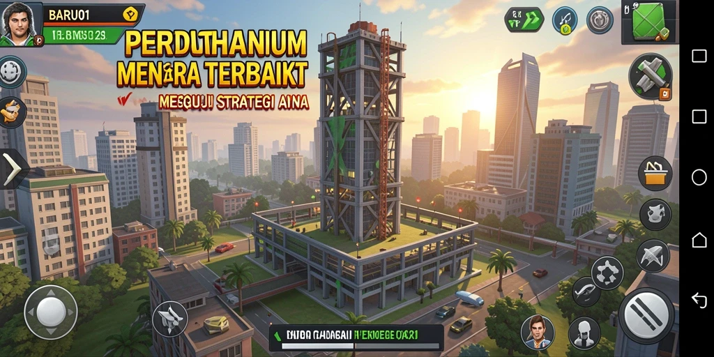 Tampilan gameplay BARU01 dengan strategi menara yang menarik.