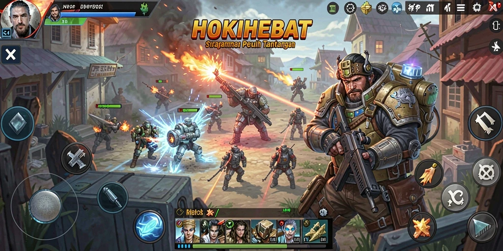 Screenshot HOKIHEBAT menampilkan karakter dan strategi dalam aksi.