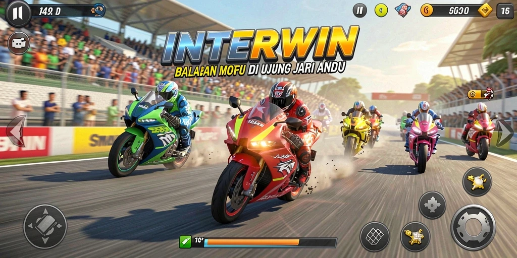 Gameplay seru dan menegangkan dari balapan motor INTERWIN.