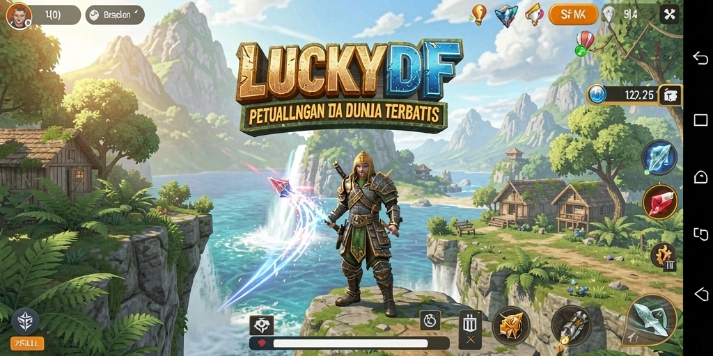 Tangkapan layar dari gameplay LUCKYDF menampilkan petualangan di dunia terbuka yang menakjubkan.
