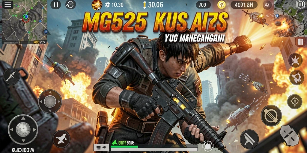 Screenshot utama MG525 menampilkan aksi seru dalam pertempuran TPS.