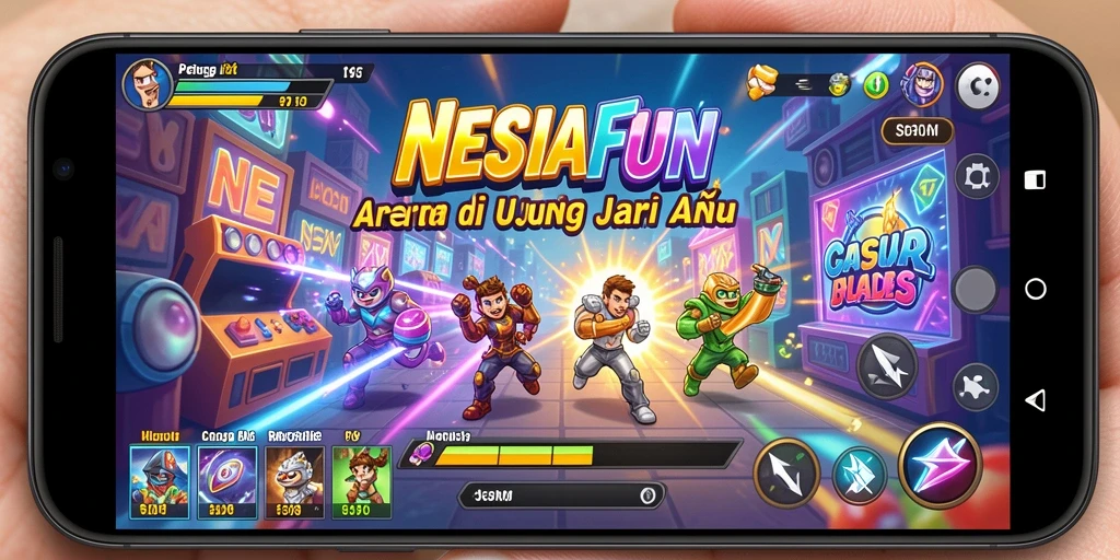 Screenshot gameplay NESIAFUN menampilkan aksi seru dalam permainan arcade.