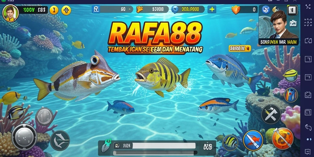 Screenshot gameplay RAFA88 saat menangkap ikan besar.