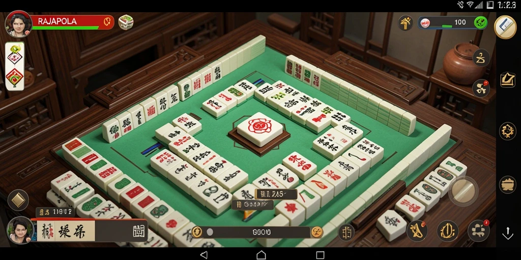 Tangkapan layar utama RAJAPOLA menampilkan gameplay Mahjong yang seru.