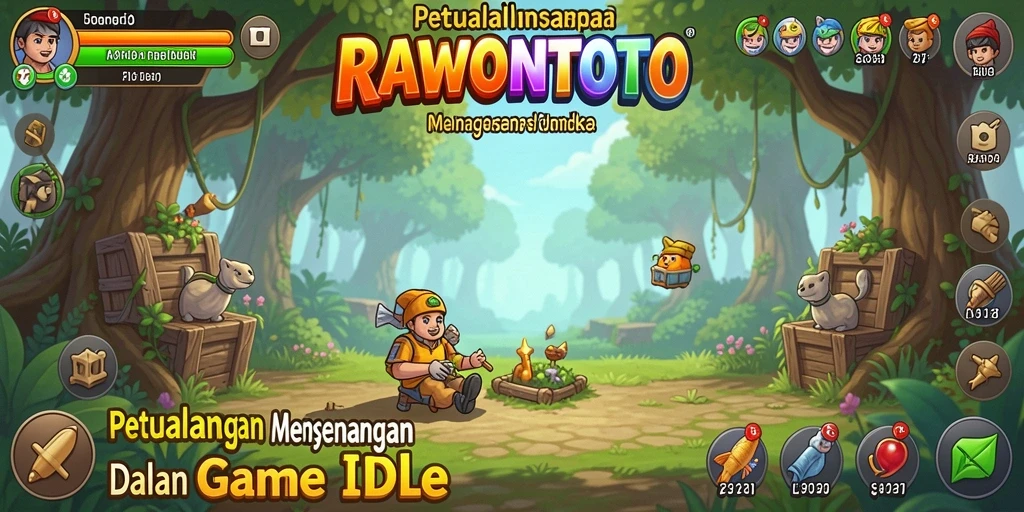 Tampilan gameplay <strong>RAWONTOTO</strong> yang penuh warna dan karakter lucu.