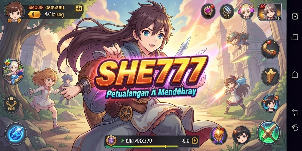 Tampilan menarik dari gameplay SHE777 dengan karakter anime yang dinamis.