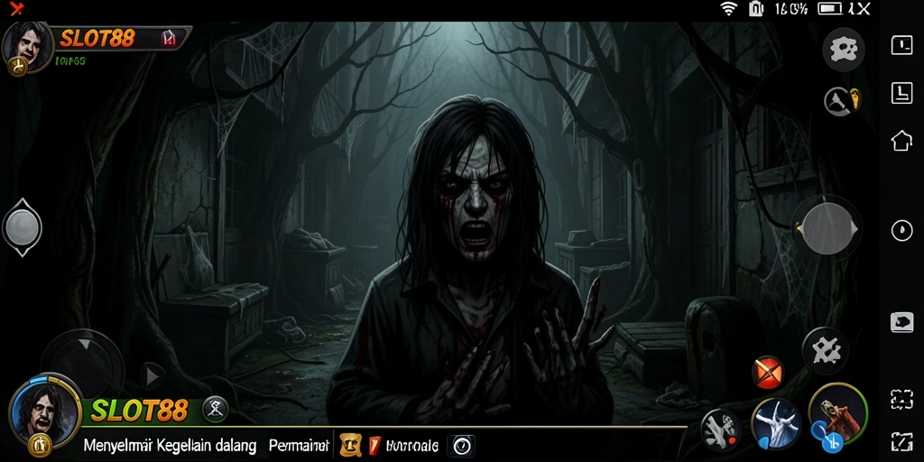 Tampilan menegangkan dari gameplay SLOT88 yang penuh dengan kegelapan.