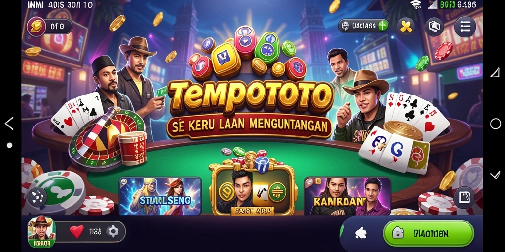 Screenshot TEMPOTOTO menampilkan gameplay Kasino yang mendebarkan.