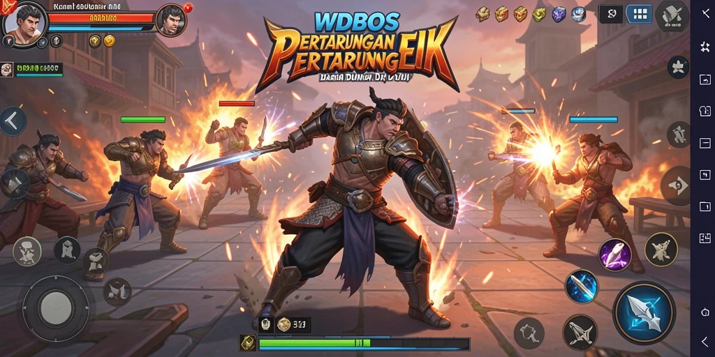 Tampilan gameplay WDBOS yang intens dan mendebarkan di arena pertarungan.